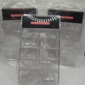 300PCS ALMOND SHAPE CLEAR PRESS-ON NAILSLOT OF 3 ALMOND SHAPE NAILS TIPS 10 SIZE